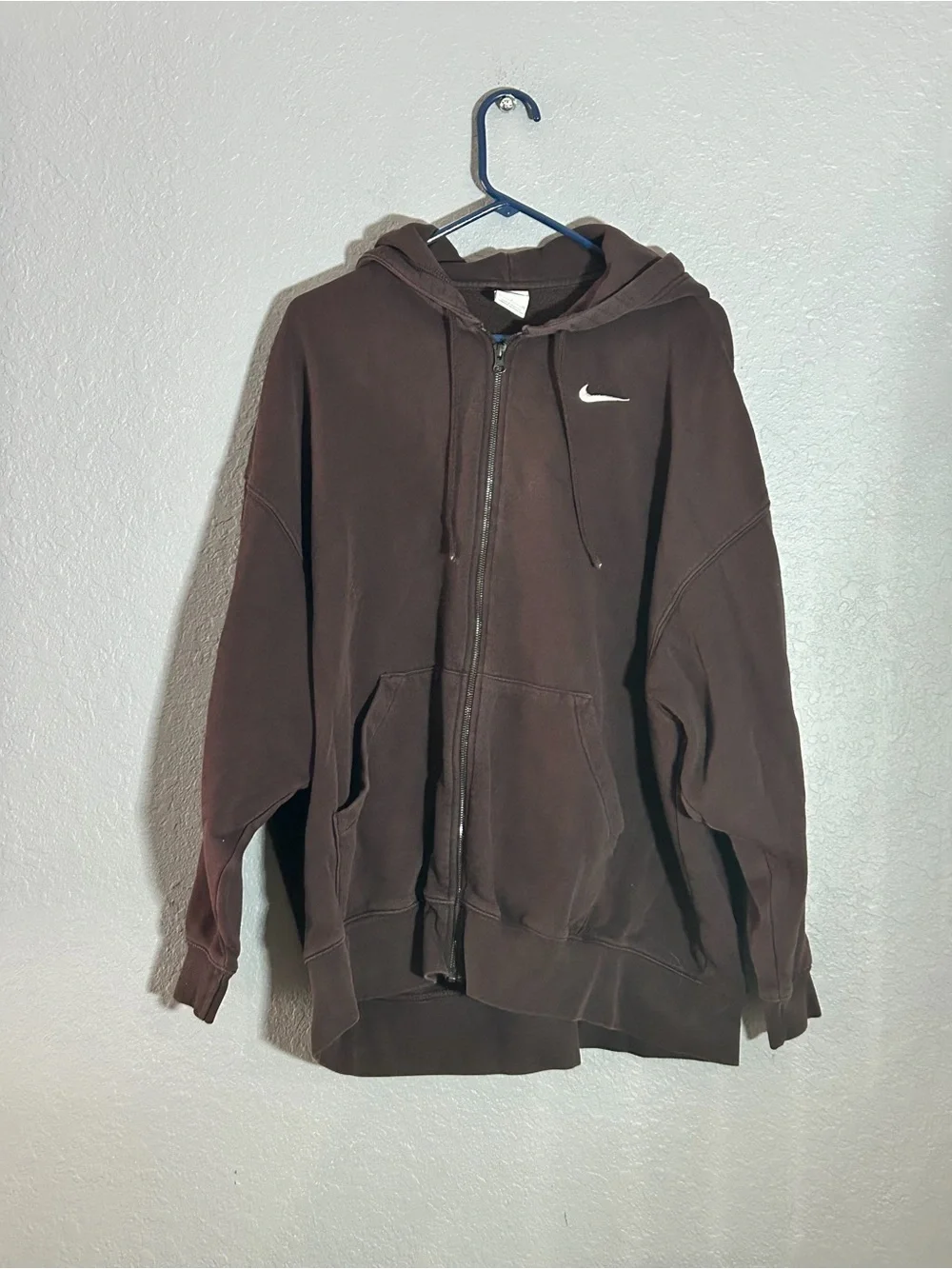 Nike Brown Oversized Zip-Up Hoodie | Size Small